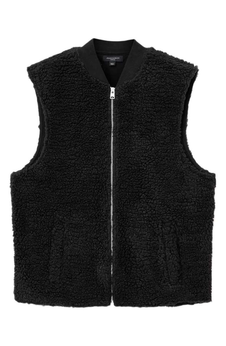 AllSaints Otis Fleece Vest, Alternate, color, Jet Black
