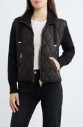 Bernardo Mixed Media Quilt Front Sweater Jacket