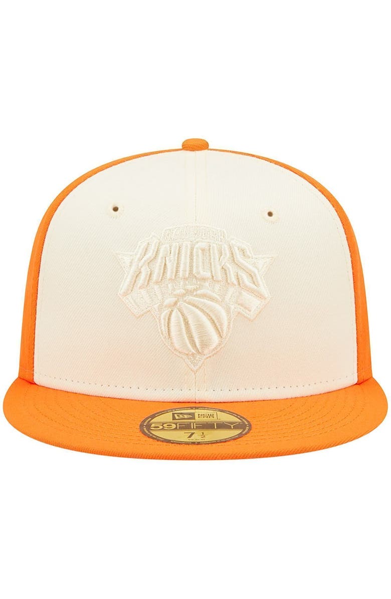 New Era Men's New Era Cream/Orange New York Knicks Cork Two-Tone 59FIFTY Fitted Hat, Alternate, color,