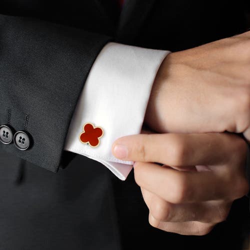 Jan Leslie Four Leaf Clover 18k Gold Vermeil Sterling Cufflinks In Gold