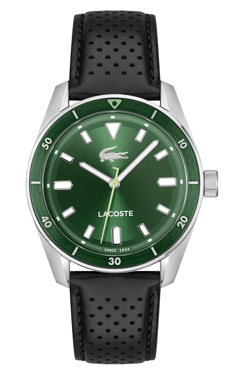 Lacoste Boston Leather Strap Watch, 39mm, Main, color,