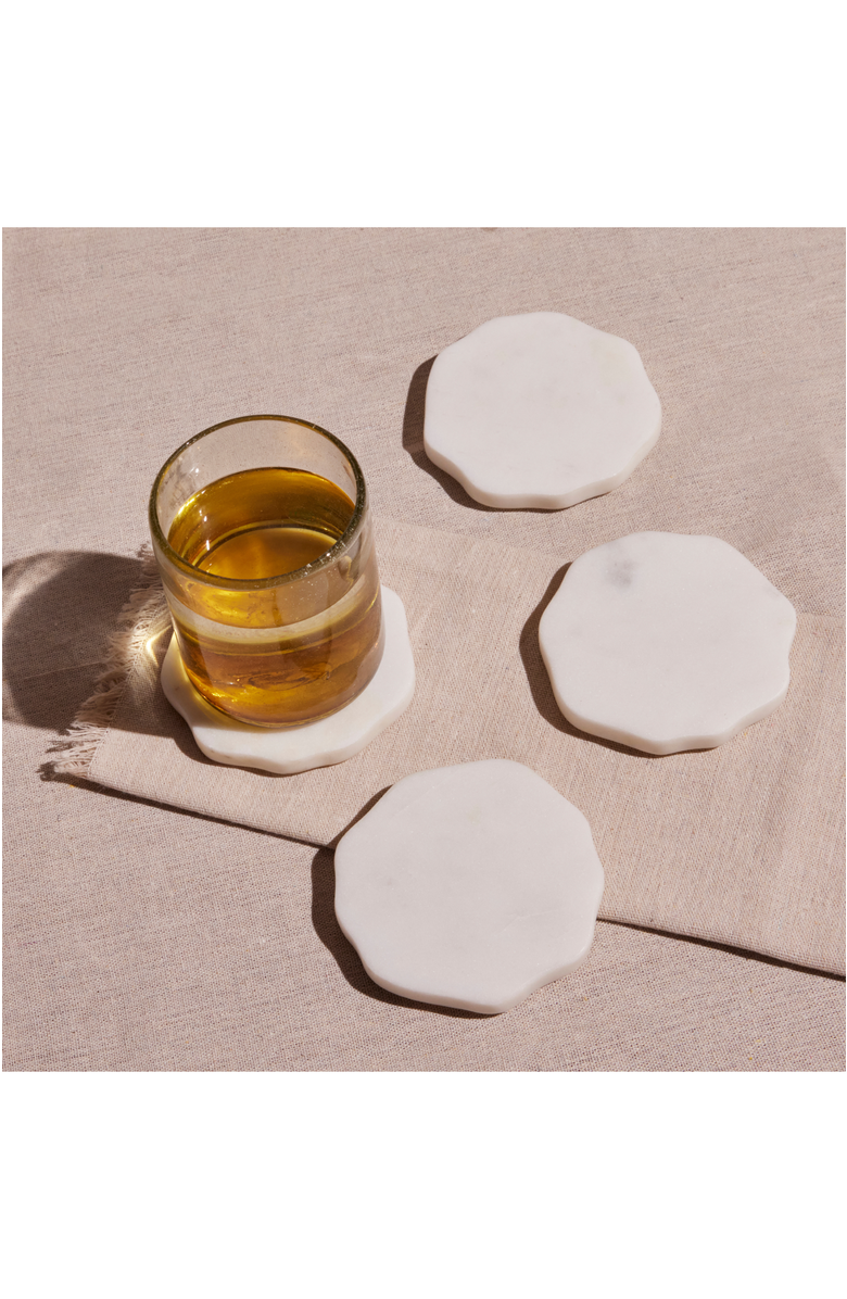 Meso Goods Flor Marble Costers - Set of 4, Alternate, color, White