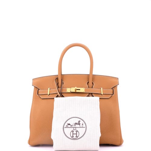 Pre-owned Hermes Hermes Birkin Handbag Brown Clemence With Gold Hardware 30 In Brown