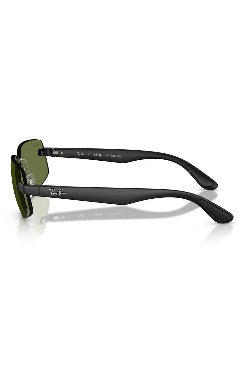 Ray-Ban 60mm Polarized Irregular Sunglasses, Alternate, color, Sand Black / Polar Green