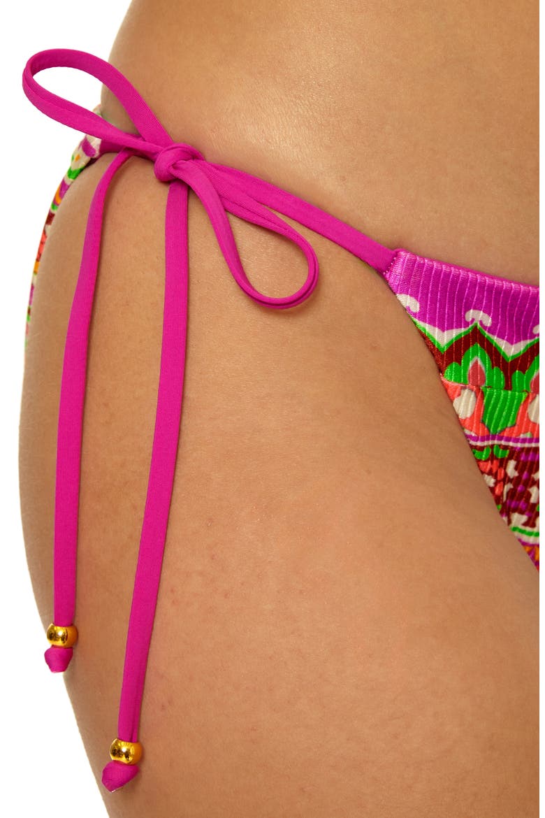 Moroccan Side Tie Bikini Bottoms, Alternate, color, PINK MULTI