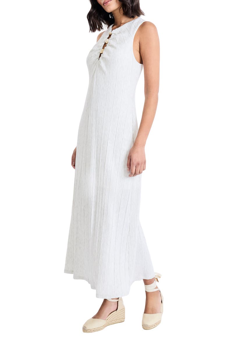 Cutout Detail Rib Maxi Dress, Alternate, color, IVORY/ GREY