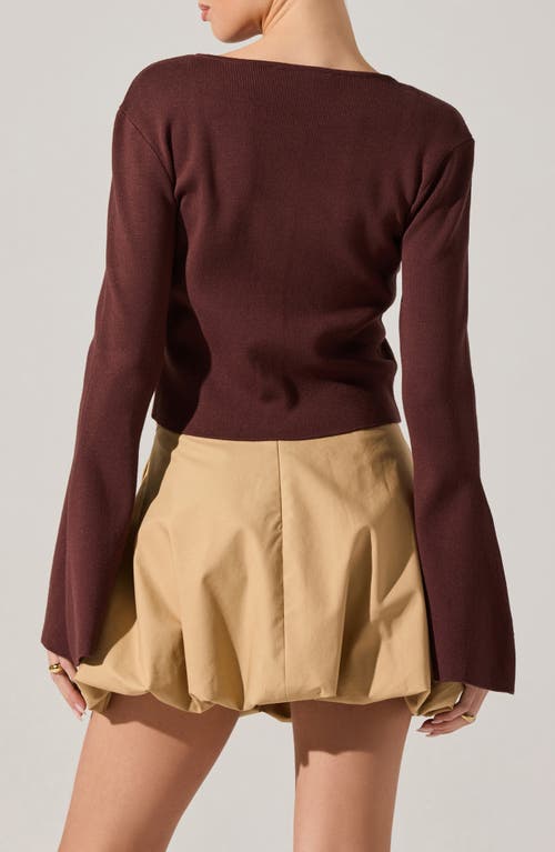 Astr The Label Nylah Flare Sleeve Cardigan In Brown