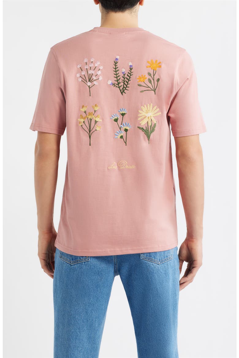 Wild Flower Embroidered Organic Cotton T-Shirt, Alternate, color, ASH ROSE PINK