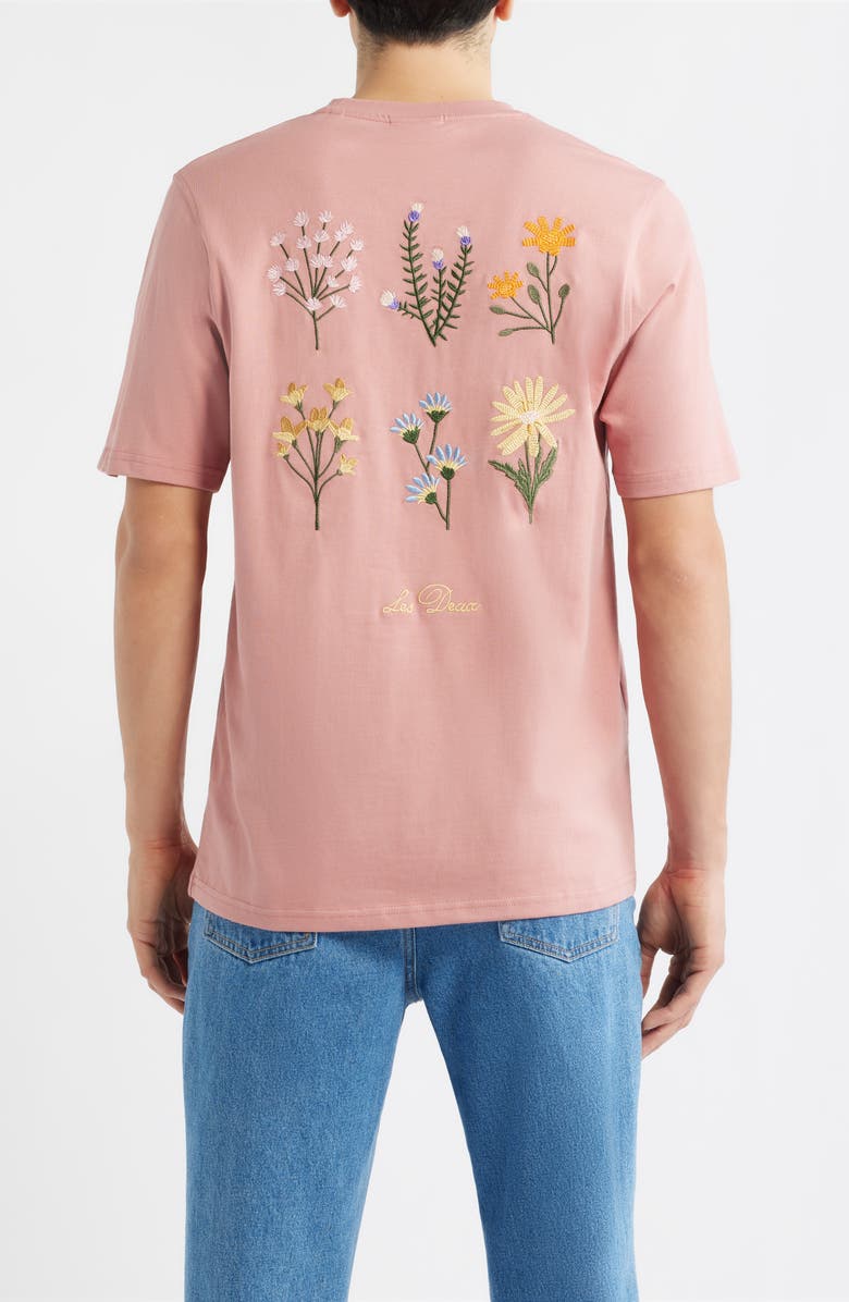 Les Deux Wild Flower Embroidered Organic Cotton T-Shirt, Alternate, color, Ash Rose Pink