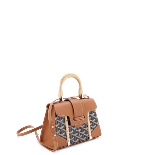 Pre-owned Goyard  Goyard Structured Saigon Top Handle Bag Coated Canvas With Leather Mini In Brown