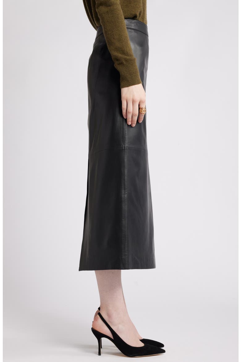 Leather Pencil Skirt, Alternate, color, BLACK