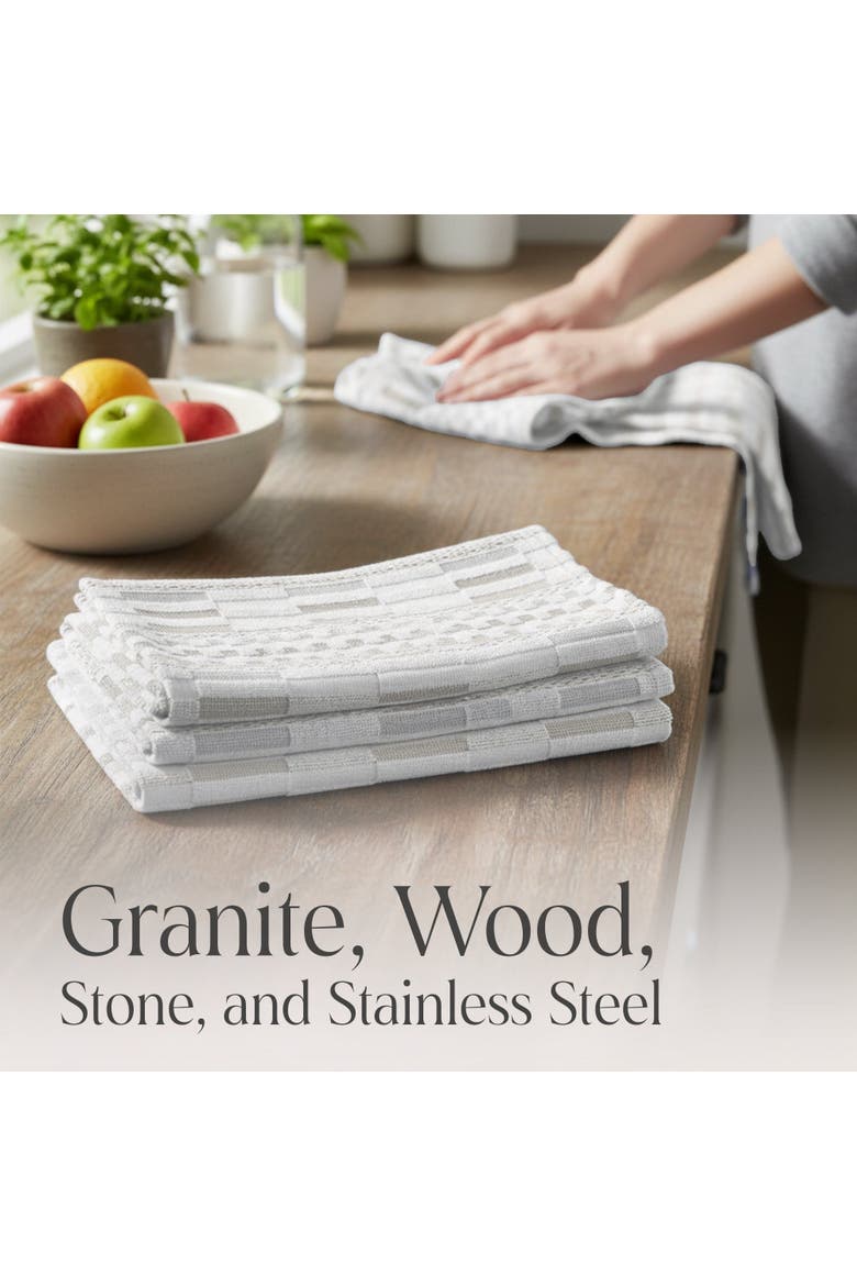100 Organic Cotton Kitchen Towels, Alternate, color, White/Tan