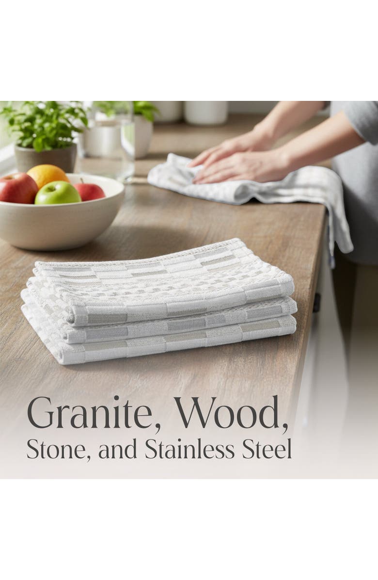 Delilah Home 100 Organic Cotton Kitchen Towels, Alternate, color, White/Tan
