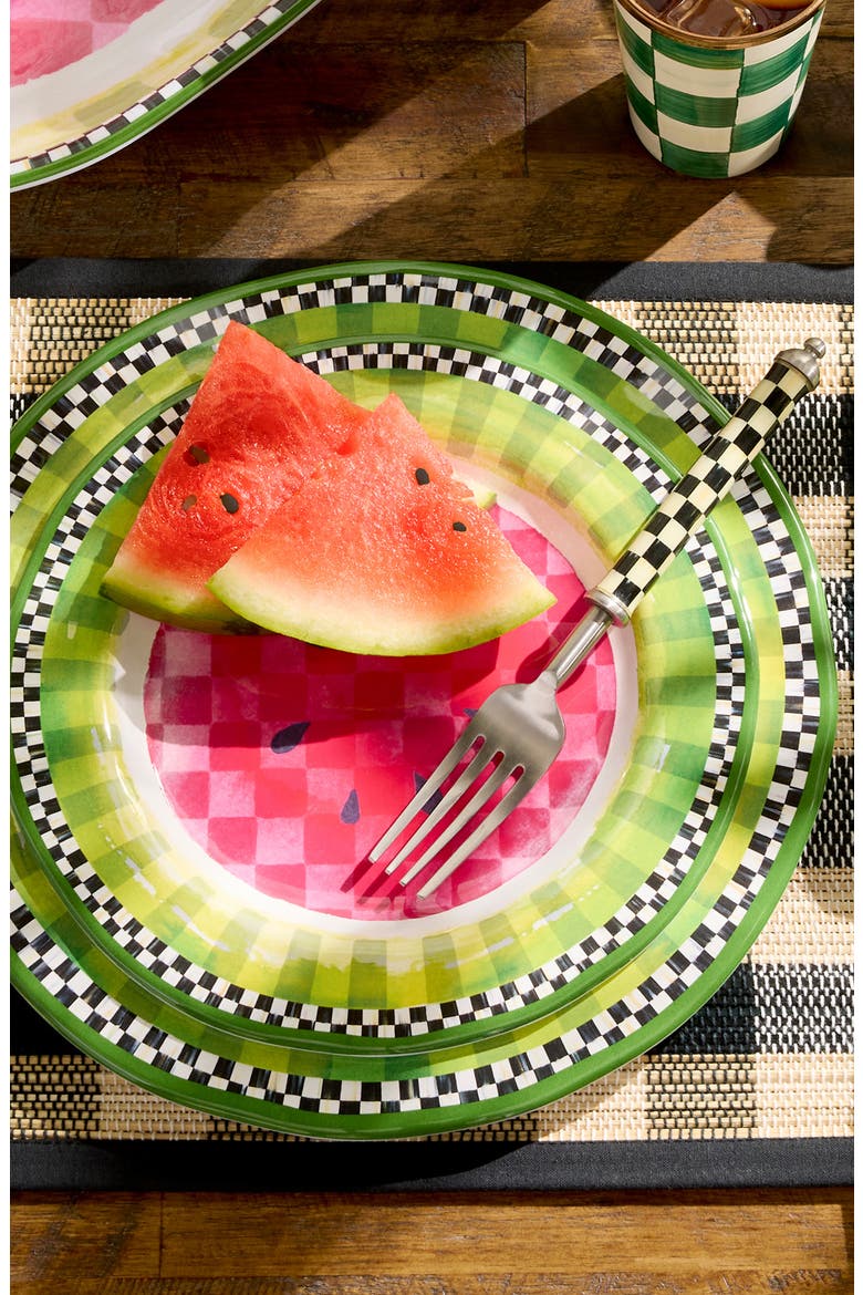 Set of 4 Watermelon Melamine Dinner Plates, Alternate, color, GREEN