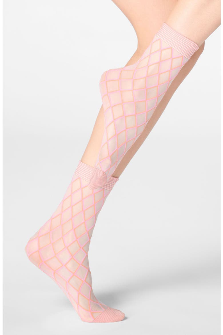Assorted 2-Pack Sheer Crew Socks, Main, color, SALMON