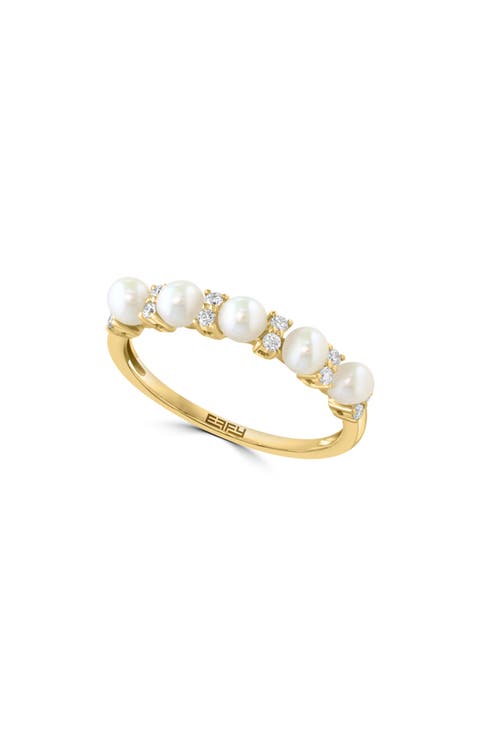 Freshwater Pearl & Diamond Ring - 0.15ct.