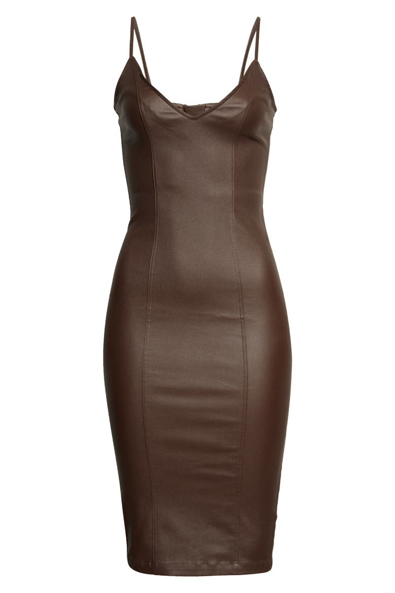 Aiden Coated Denim Body-Con Dress, Alternate, color, COATED BROWN