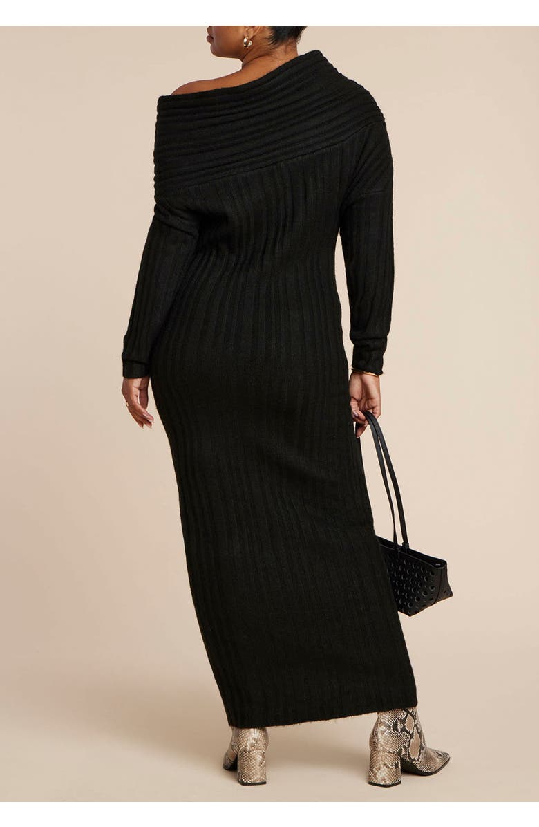 ELOQUII High Collar Sweater Dress, Alternate, color, Black Onyx