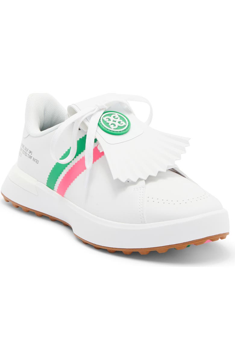 G/FORE Gallivan2R Debossed Heart G's Kiltie Golf Shoe, Main, color, Snow / Multi