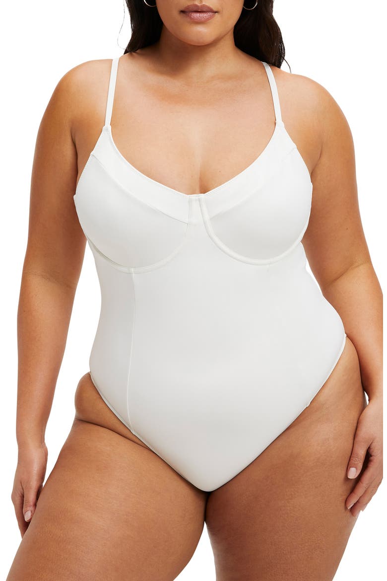 Scuba Knit Show Off One-Piece Swimsuit, Alternate, color, IVORY