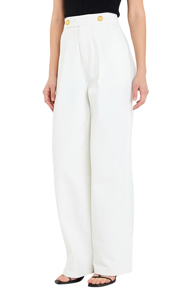 English Factory Button Detail Wide Leg Jeans, Alternate, color, 