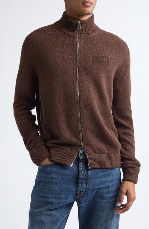 Couture Seam Wool & Cashmere Zip Cardigan
