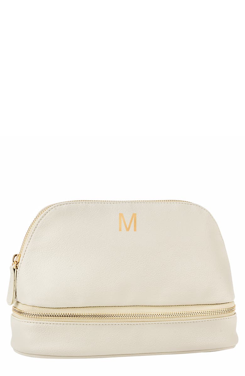 Cathy's Concepts Monogram Vegan Leather Cosmetics Case, Main, color, 