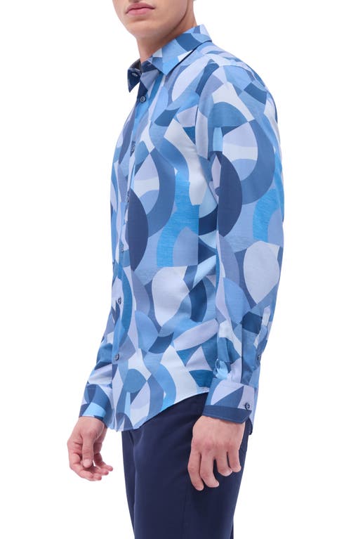Bugatchi Julian Shaped Fit Abstract Print Button-up Shirt In Cobalt