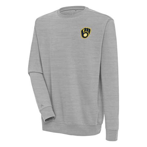 Men's Antigua  Heather Gray Milwaukee Brewers Victory Pullover Sweatshirt