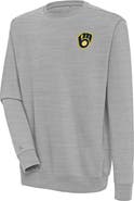 ANTIGUA Men's Antigua  Heather Gray Milwaukee Brewers Victory Pullover Sweatshirt