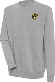 ANTIGUA Men's Antigua  Heather Gray Milwaukee Brewers Victory Pullover Sweatshirt