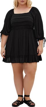 City Chic Arden Pleated Clip Dot Minidress