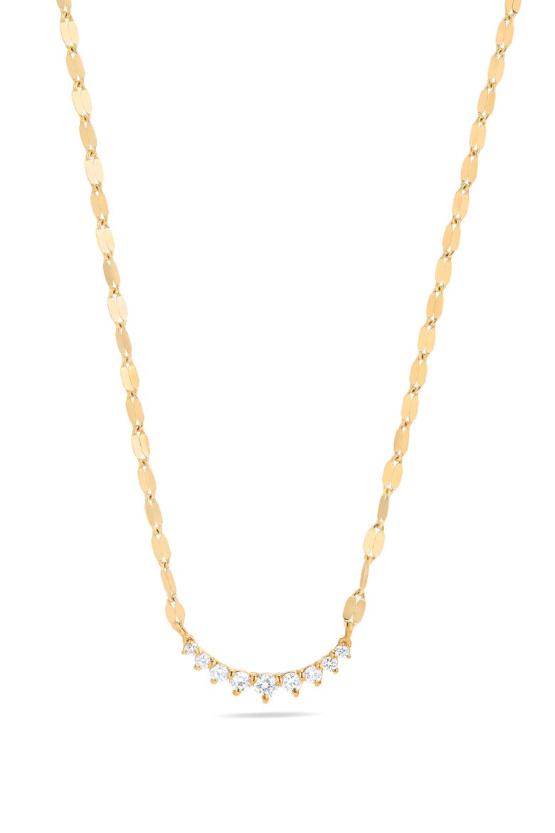 14K Gold Mini Curved Diamond Pendant Necklace, Main, color, YELLOW GOLD