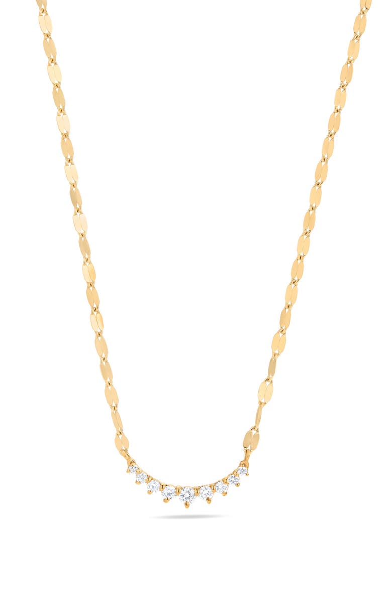 LANA 14K Gold Mini Curved Diamond Pendant Necklace, Main, color, Yellow Gold