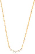 LANA 14K Gold Mini Curved Diamond Pendant Necklace