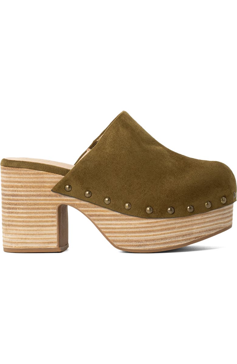 SHUSHOP Gigi Platform Clog, Alternate, color, Olive Suede