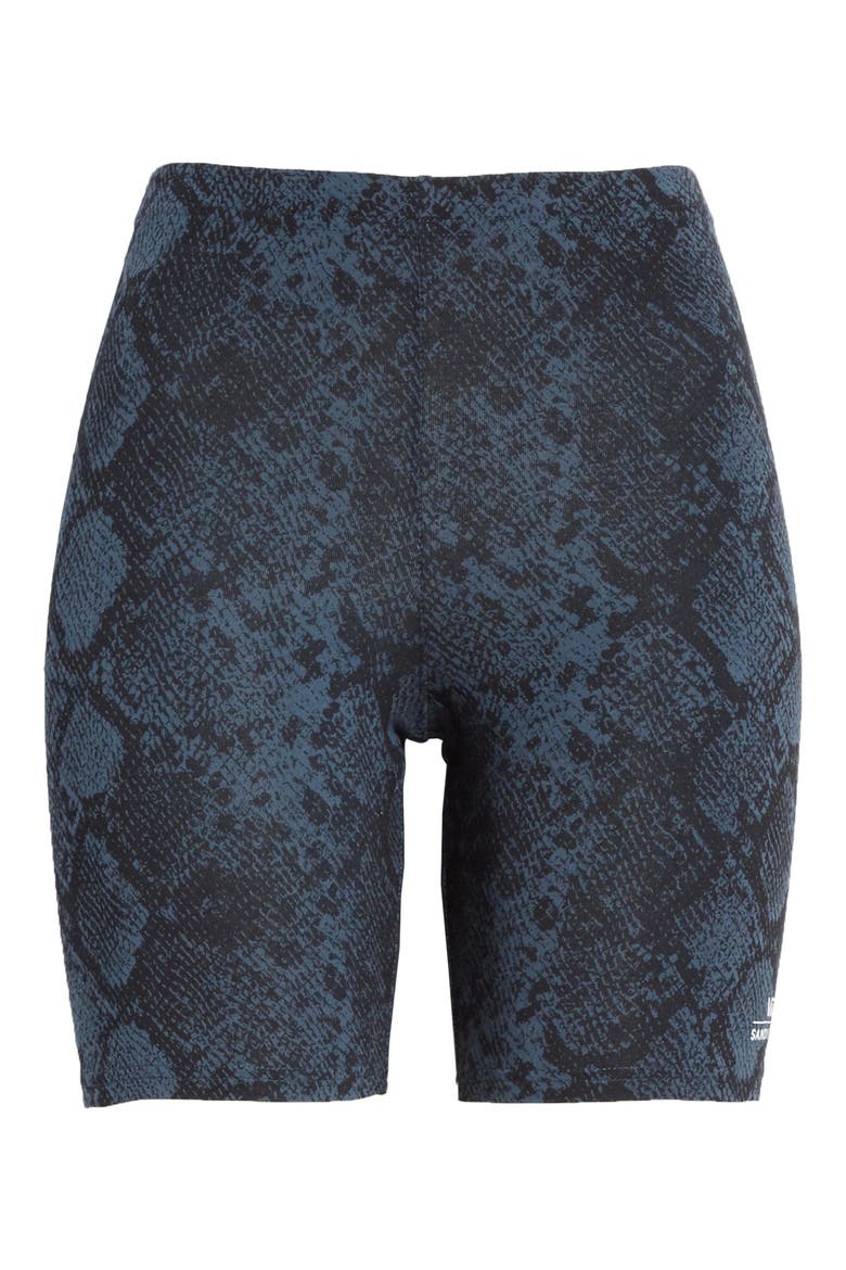 x Sandy Liang Snake Print Stretch Cotton Bike Shorts, Alternate, color, MIDNIGHT NAVY