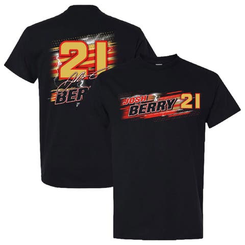 Men's Checkered Flag Sports  Black Josh Berry  Name & Number T-Shirt