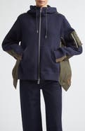 Sacai Sponge Sweat x Nylon Twill Full Zip Hoodie