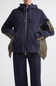 Sacai Sponge Sweat x Nylon Twill Full Zip Hoodie