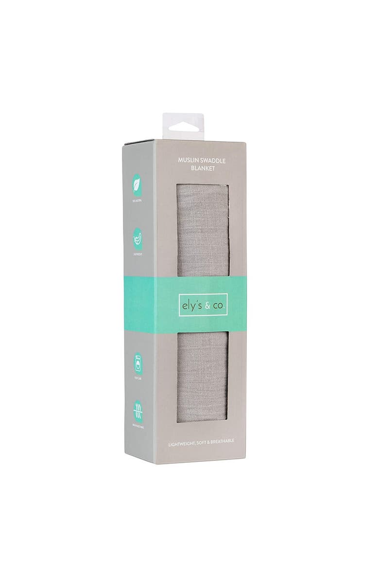 Ely's & Co. Cotton Muslin Swaddle Blanket 1 Pack, Alternate, color, Silver Grey