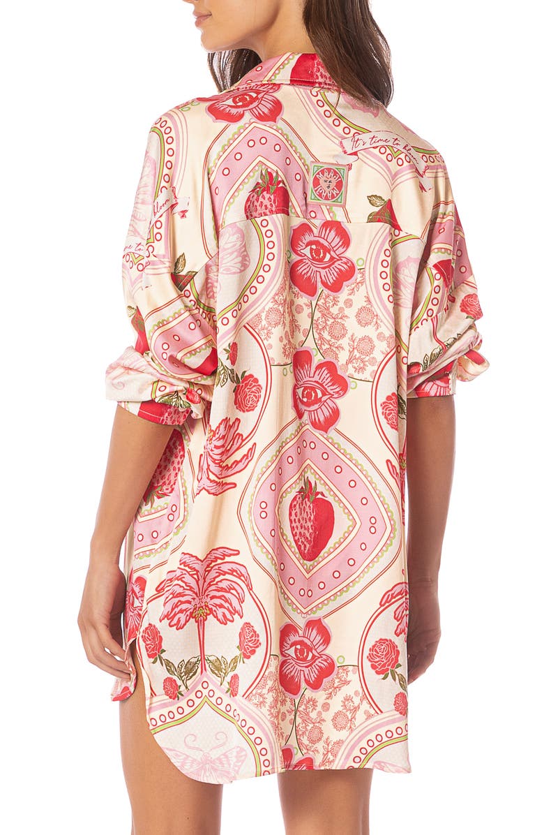 Maaji Dreambound High-Low Cover-Up Shirt, Alternate, color, Pastel Red