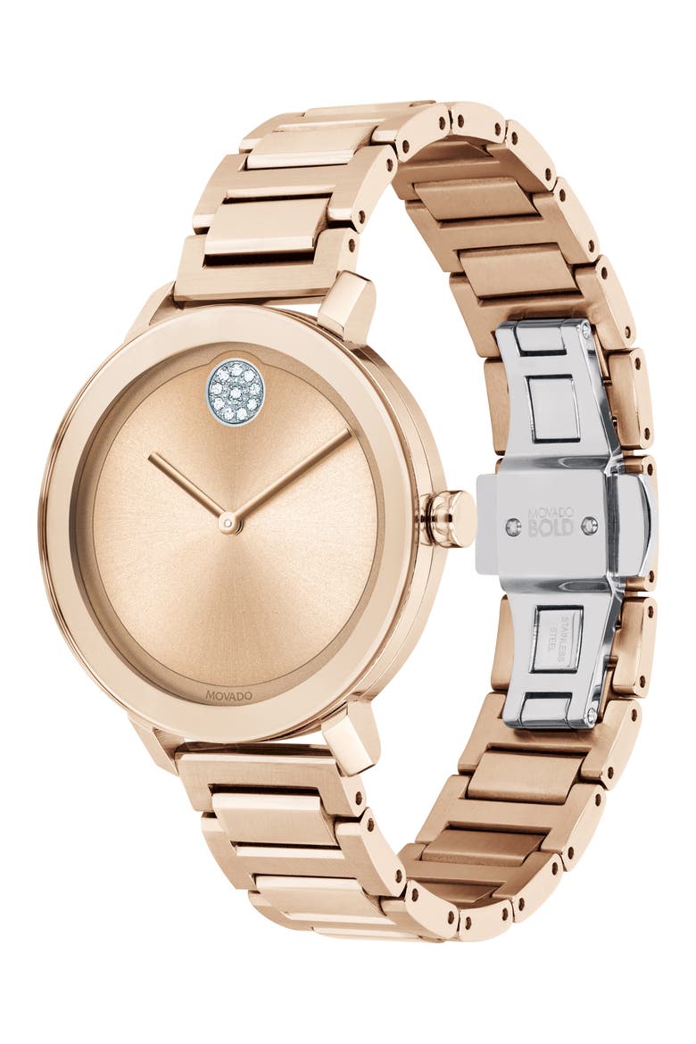 Bold Bracelet Watch, 34mm, Alternate, color, ROSE GOLD