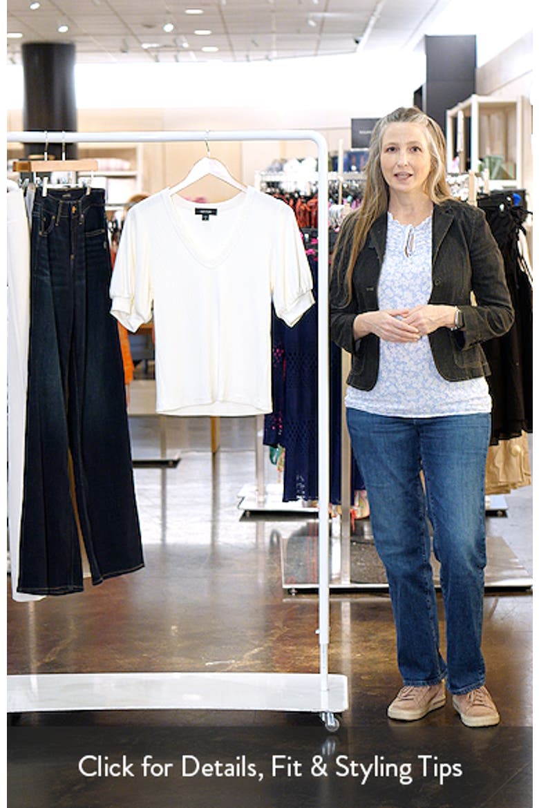 Puff Sleeve Rib V-Neck Top video