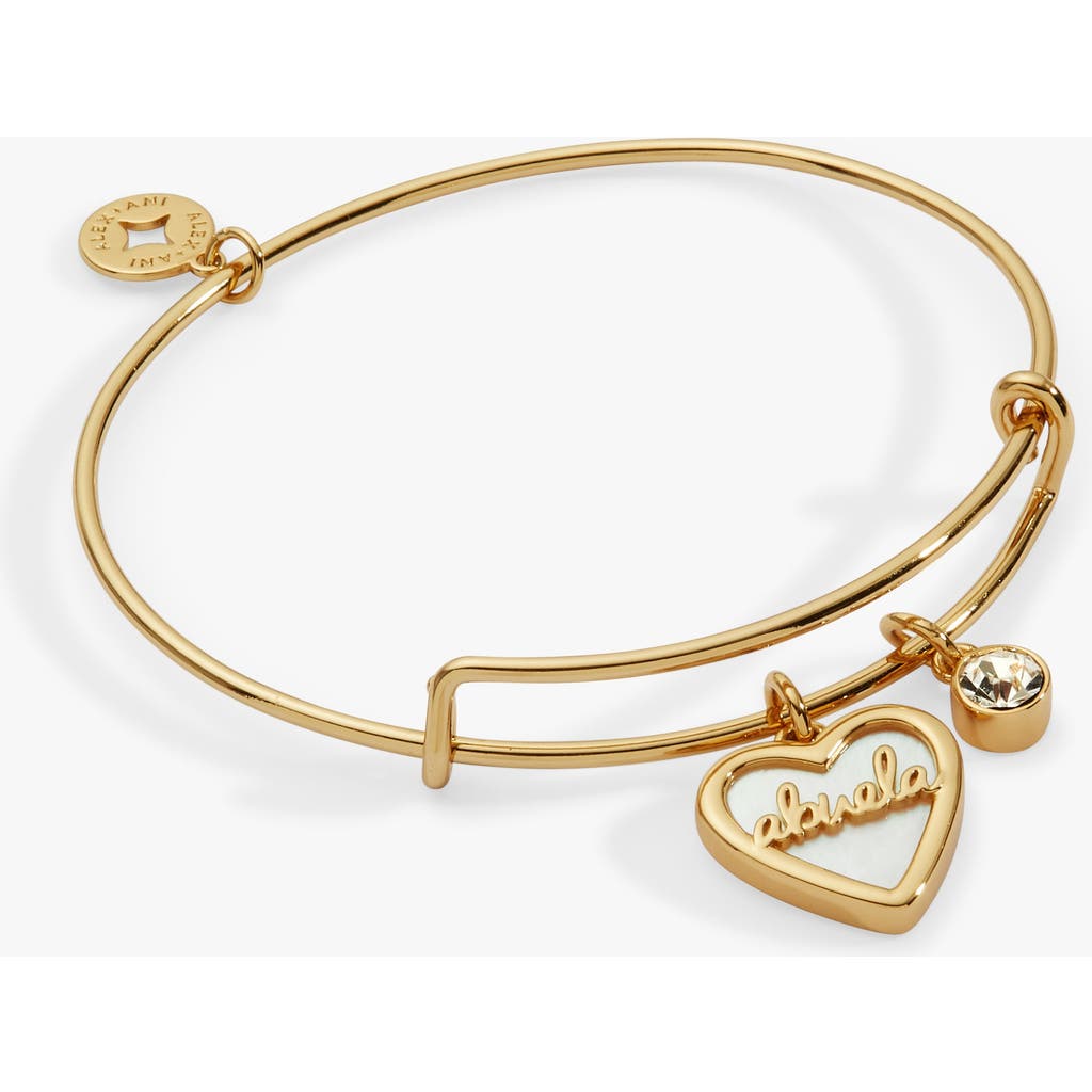 Alex And Ani Abuela Mother Of Pearl Heart Bangle Bracelet Duo In Gold