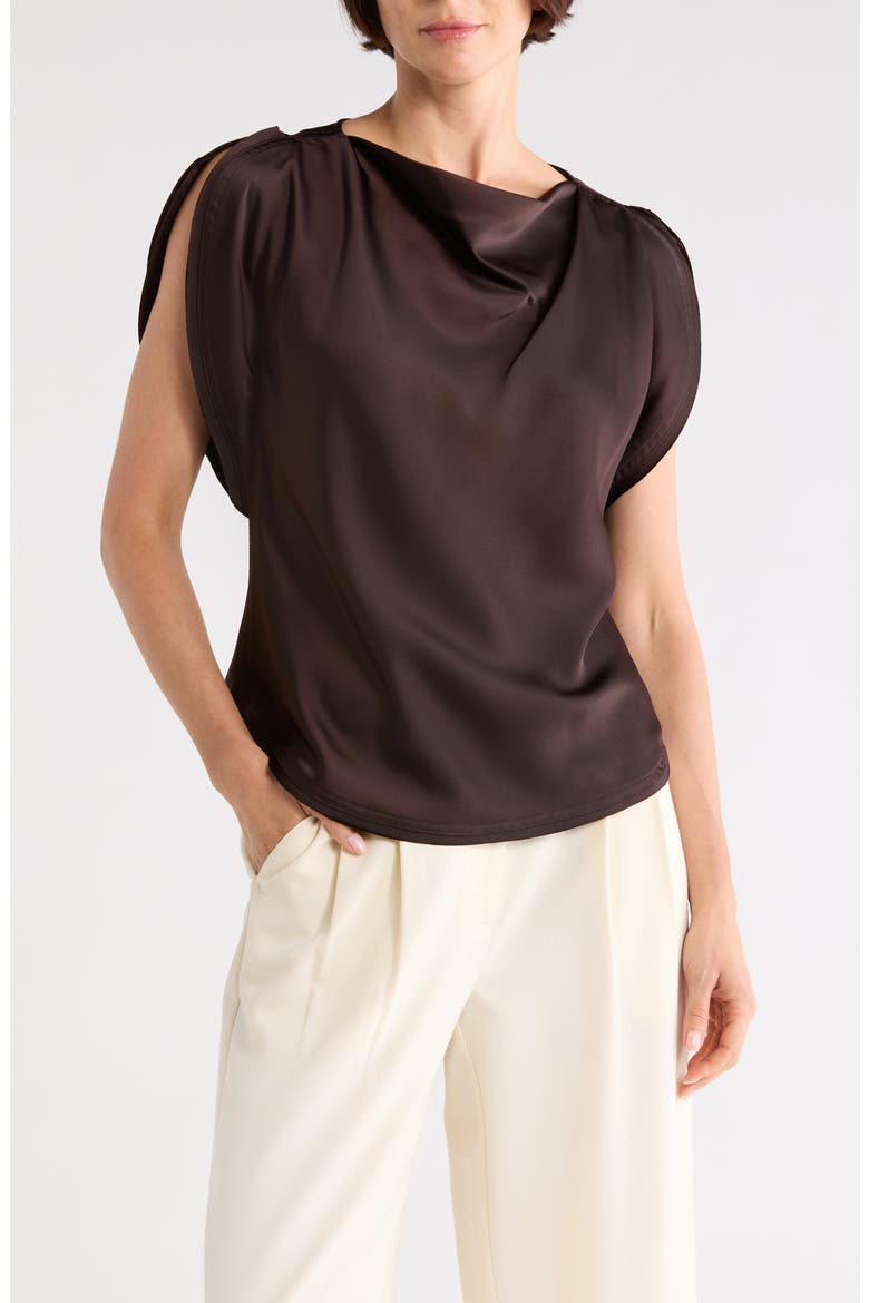 Satin Flutter Sleeve Top, Main, color, TOBACCO