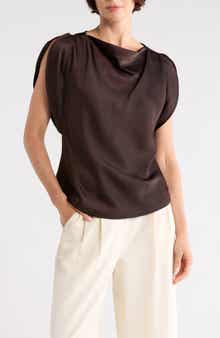 DKNY Satin Flutter Sleeve Top