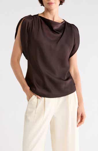 DKNY Satin Flutter Sleeve Top