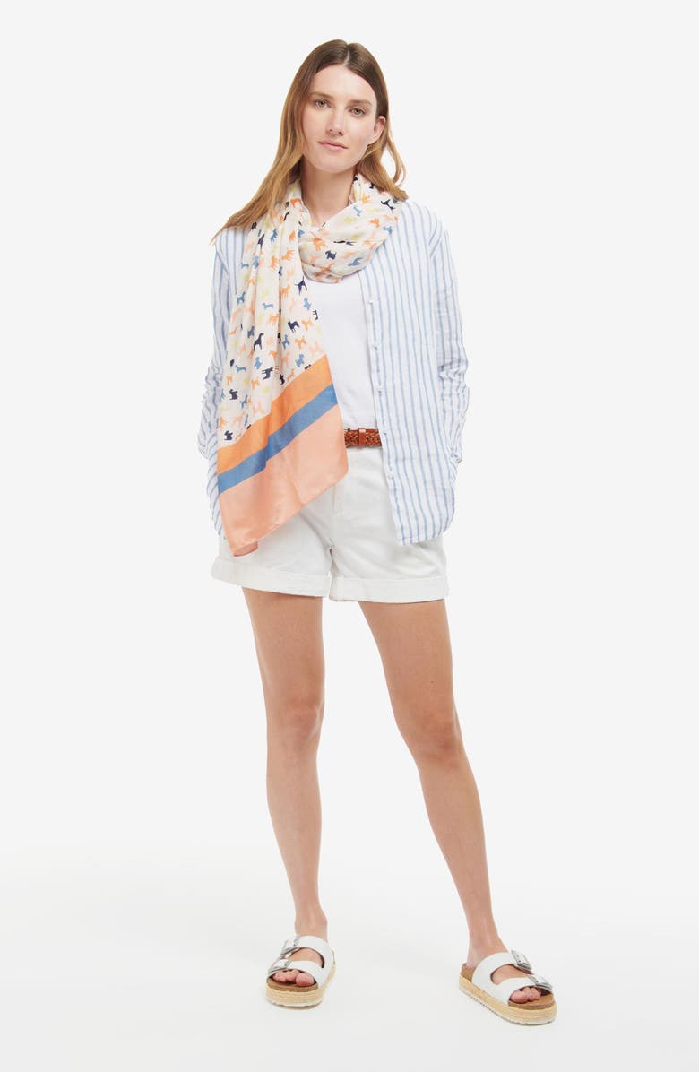 Barbour Dog Print & Stripe Long Scarf, Alternate, color, 