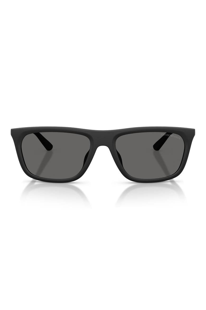 57mm Pillow Sunglasses, Main, color, MATTE BLACK / LIGHT GREY